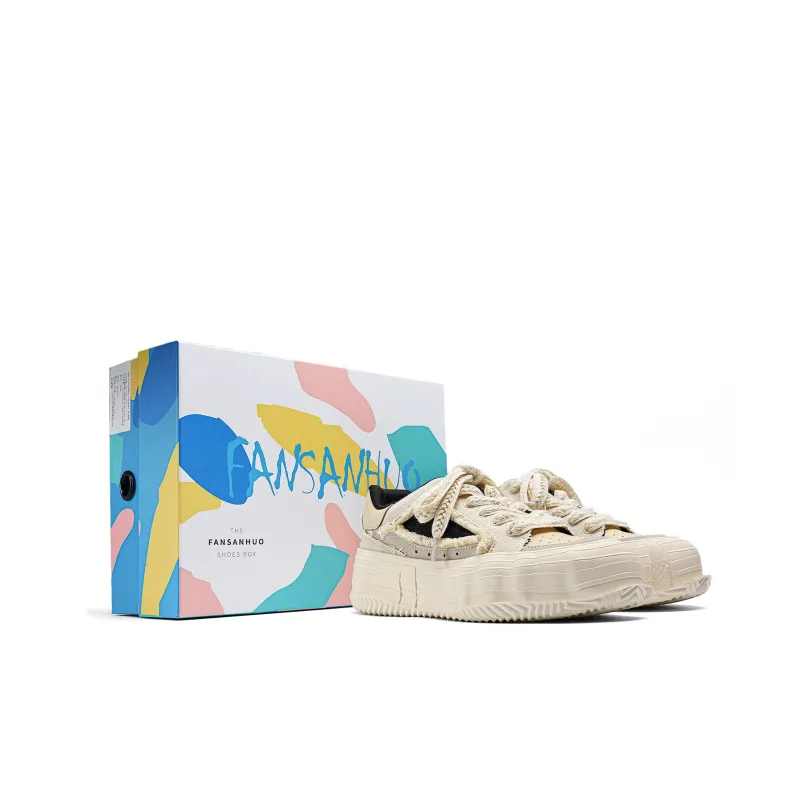 Fang Sanhuo Breathable Height Increasing Low Top Canvas Shoes Unisex White-7