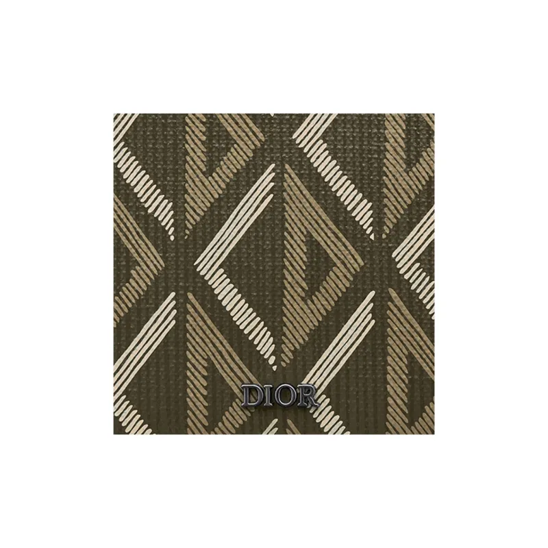 DIOR CD Diamond Smooth Calf Leather Wallet Men's Khaki-4