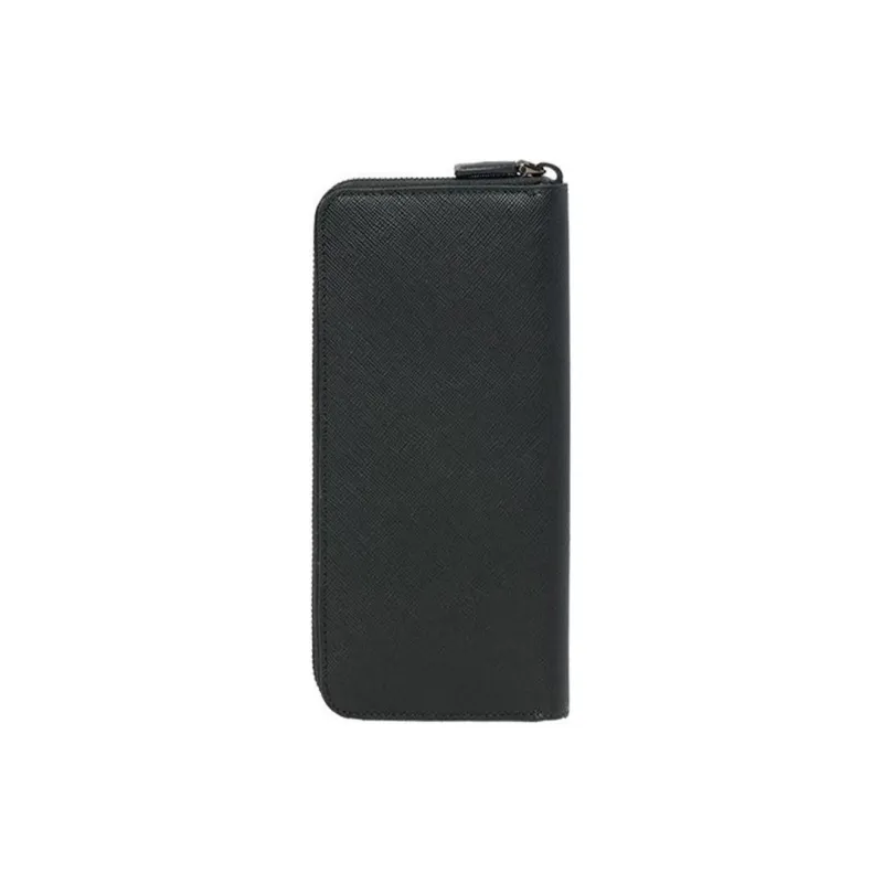 PRADA Cow Leather Wallet Men's Black With Gold Text-1