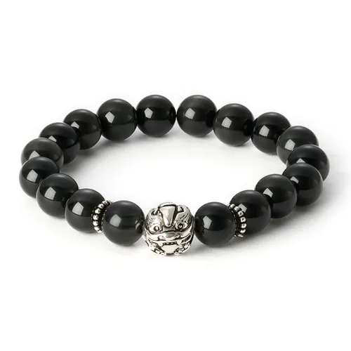 Topgirl Natural Obsidian Beaded Bracelet Accessory Men's