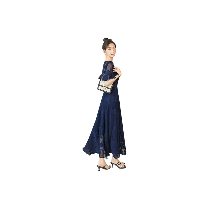 Cypress House Short Sleeved Dresses Women's Navy Blue-1