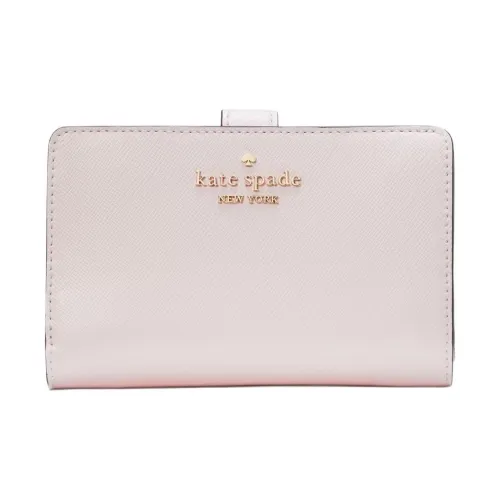 Kate Spade Saffiano Leather Compact Dual-Fold Wallet Medium Size Women's Pink Multicolor