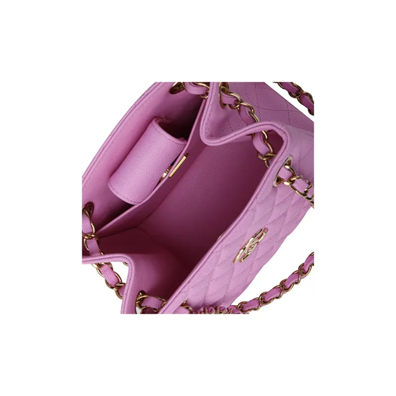 CHANEL Grain Cow Leather Crossbody Bags Mini Women's Purple-5