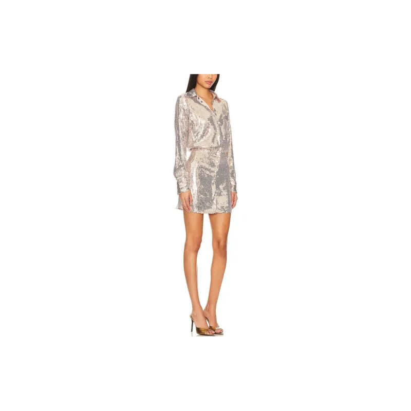 FREE PEOPLE Long-Sleeved Dresses Women's Champagne Wine Color-2