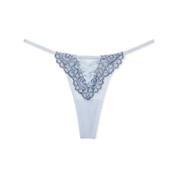Victoria's Secret DREAM ANGELS Boho Floral Thong Panty/Print Underpants Women's 1 Pack Blue