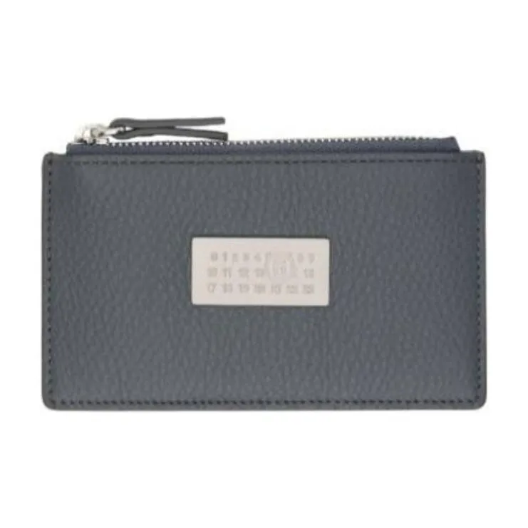 MM6 Maison Margiela Calfskin Card Holder Small Size Men's Black Plum-1