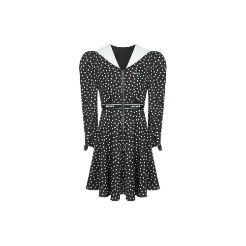 N ONE Long-Sleeved Dresses Women's Black/White Polka Dot