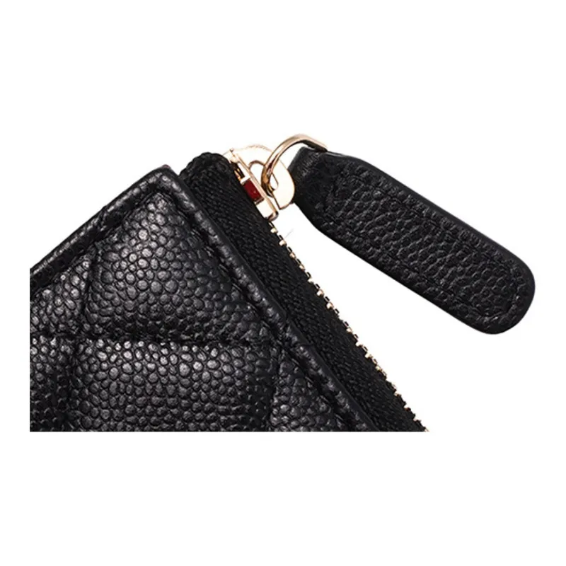 CHANEL Grain Embossed Caviar Calfskin Coin Purse Women's Black-6