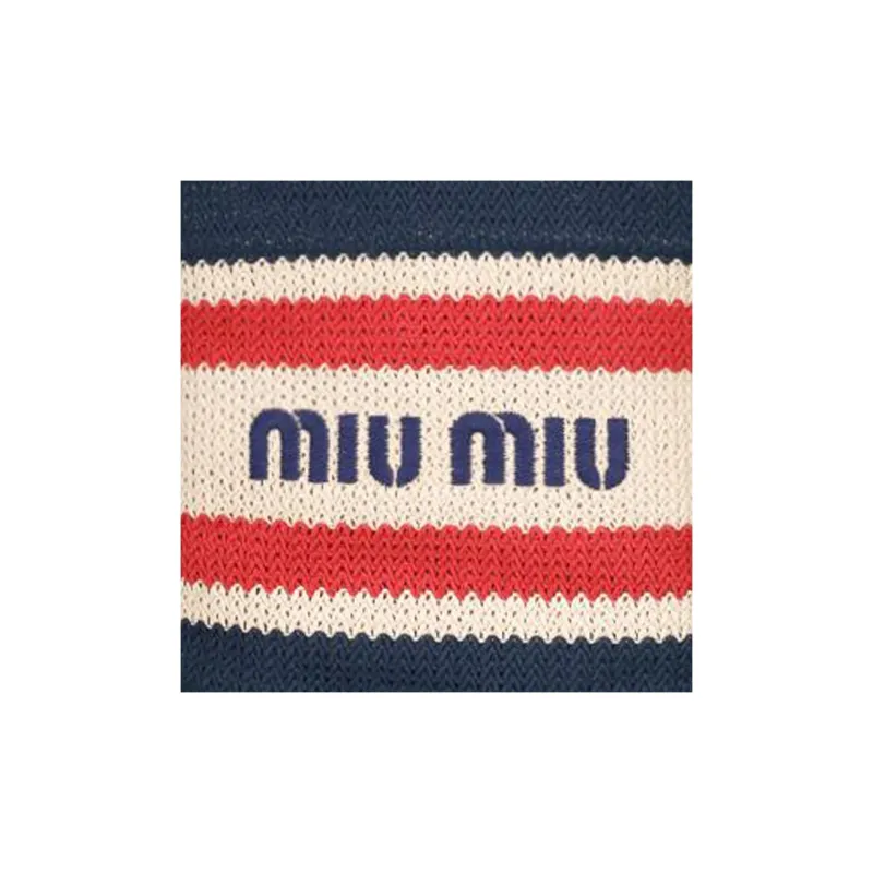MIU MIU Straw And Wicker Hookwoven Tote Bag Shopping Bag Shoulder Bag Handbag Small Size Women's Multicolor Stripes-4