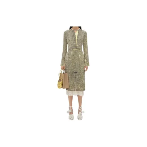 Bottega Veneta Long-Sleeved Dresses Women's Yellow/Charcoal