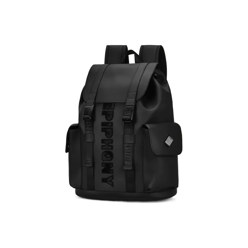 EPIPHQNY PU Backpack Laptop Bag Travel Bag Tubas Men's Black-1
