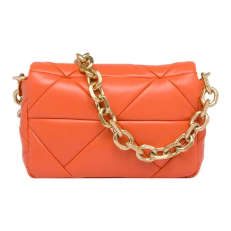 PRADA Soft Sheep Leather Portable Crossbody Bag Shoulder Bag Women's Orange-3