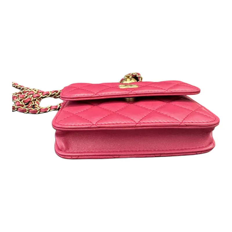 CHANEL Sheepskin Coin Purse, Fanny Pack, Shoulder Bag, Crossbody Bag Women's Fuchsia-2
