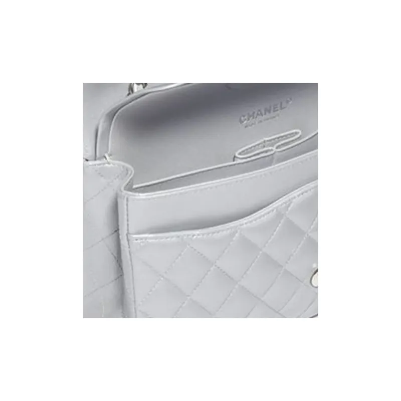 CHANEL Classic Flap CF Sheepskin Flap Bag, Shoulder Bag, Crossbody Bag Medium Size Women's Silver Gray-2