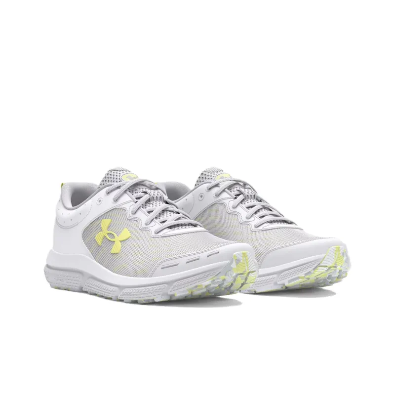 Under Armour Charged Assert 10 Cushioning Slip Resistant Low Top Casual Running Shoes Women's White Yellow-2
