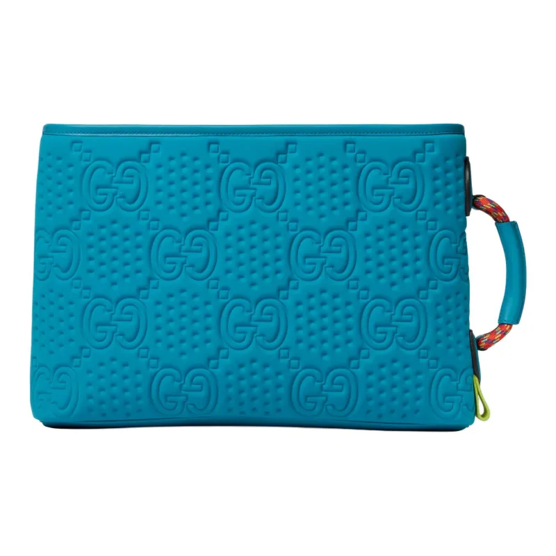 GUCCI Recycled Material Clutch Large Size Unisex Electric Blue-3