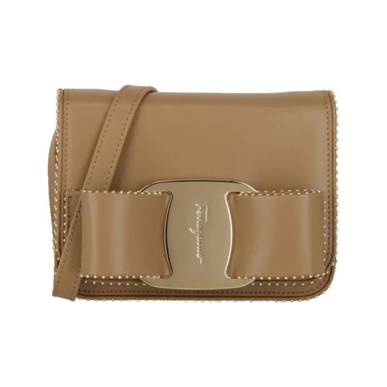 Ferragamo Mini Vara Bow Crossbody Camel-0