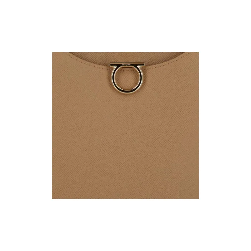 Ferragamo Gemini Leather Shoulder Bag Camel-3
