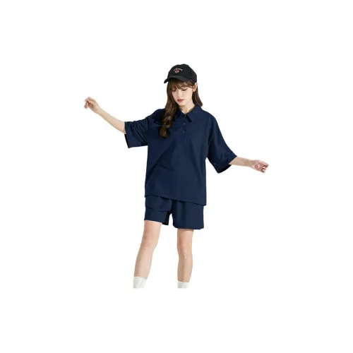 Tonlion Casual Suits Women's Navy Blue