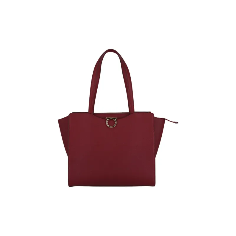 FERRAGAMO Leather Tote Bag Shopping Bag Shoulder Bag Handbag Women's Rogue Red-0