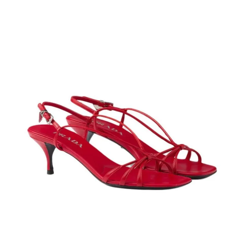 PRADA One Strap Sandals 5.5cm Women's Red-2