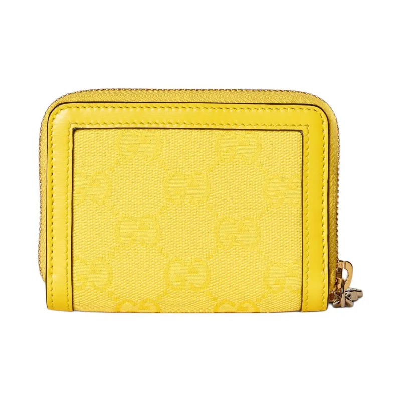 GUCCI Canvas With Leather Wallet Mini Unisex Yellow-2