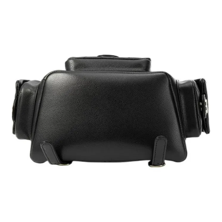 CHANEL Duma Grain Cow Leather Explosive Package Shape Backpack Tubas Unisex Black-3
