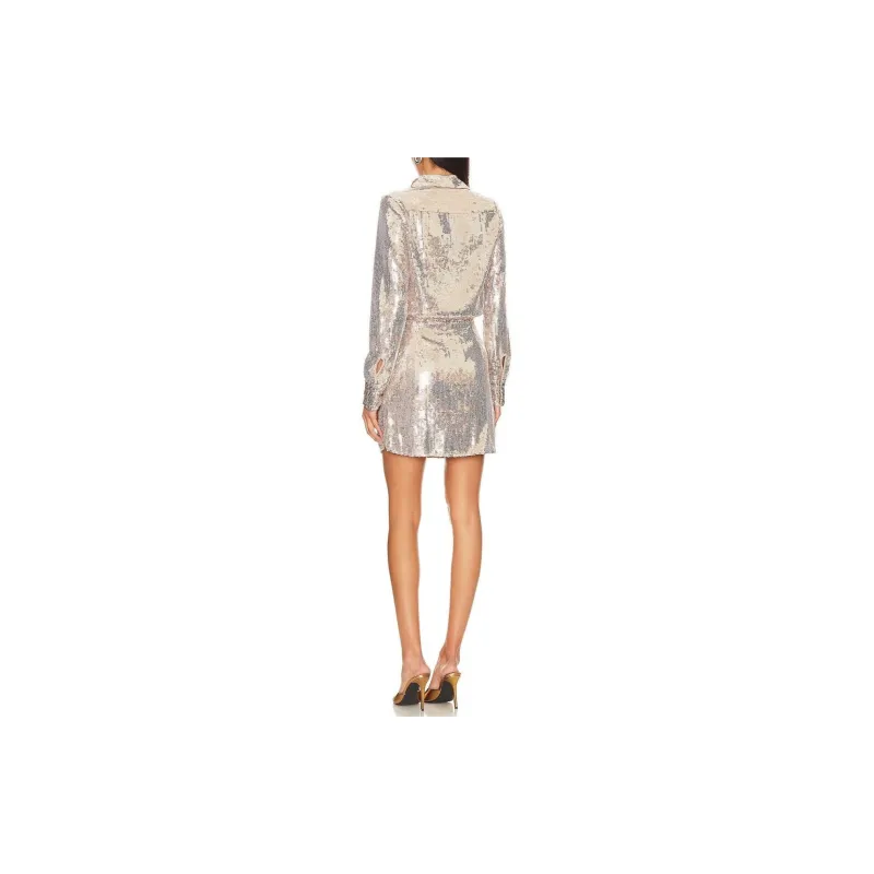 FREE PEOPLE Long-Sleeved Dresses Women's Champagne Wine Color-1