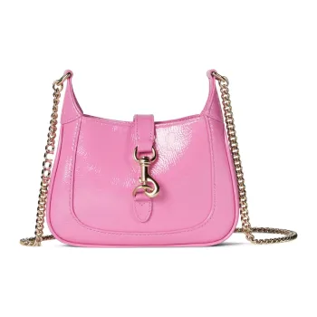 GUCCI Patent Leather Crossbody Bag Shoulder Bag Women's Pink