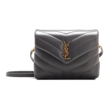 SAINT LAURENT LOULOU Calfskin Shoulder Bag Crossbody Bag Mini Women's Gray