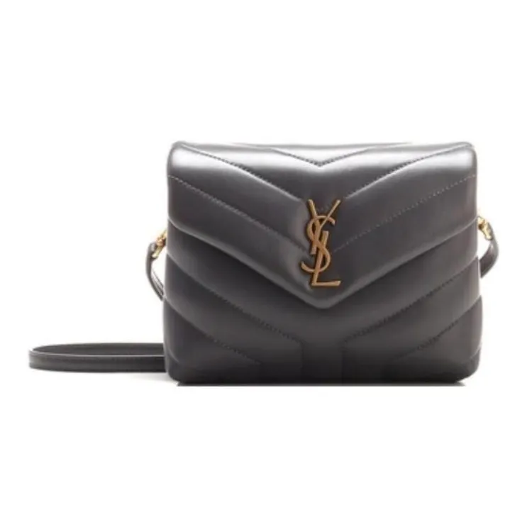 SAINT LAURENT LOULOU Calfskin Shoulder Bag Crossbody Bag Mini Women's Gray-0
