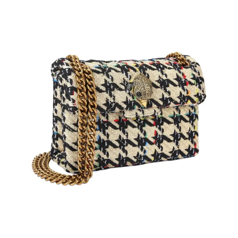 Kurt Geiger London Tweed Fabric Shoulder Bag Crossbody Bag Mini Women's Beige & Black-1