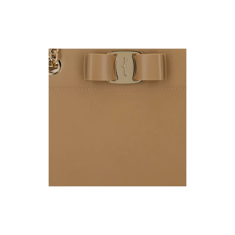 FERRAGAMO Vara Leather Tote Bag, Shopping Bag, Handbag Women's Camel-3