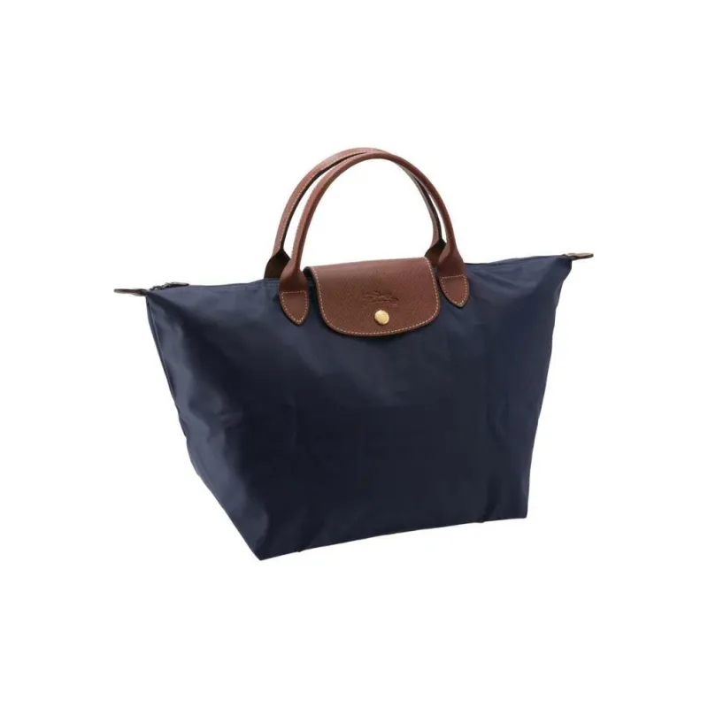 LONGCHAMP Canvas With Cow Leather Canvas Bag, Dumpling Bag, Handbag Medium Size Women's Marine Blue-1