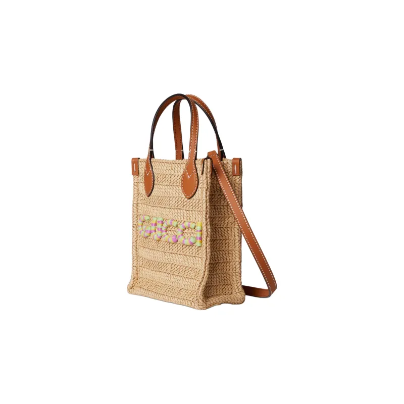 GUCCI Raffia Blend Viscose Shoulder Bag Crossbody Bag Handbag Extra Mini Women's Light Yellow & Multicolor-1