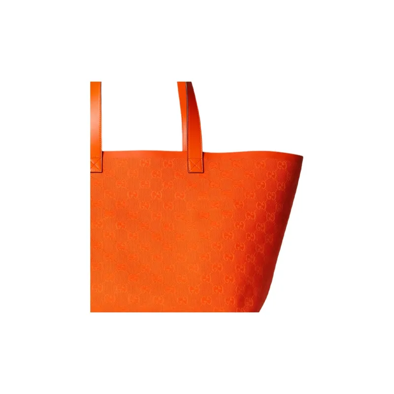 GUCCI Canvas Tote Bag Shopping Bag Handbag Medium Size Unisex Orange-8