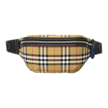 Burberry Vintage Calfskin One Shoulder Crossbody Bag, Sling Bag, Fanny Pack Medium Size Men's Archive Beige
