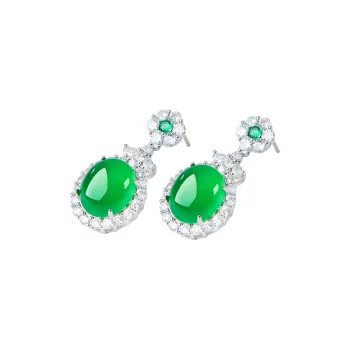 Honglangji Chalcedony Hoop Earrings 1 Pair Unisex
