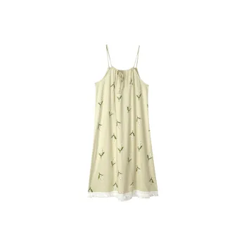 Song Qianya Nightgown Women's Light Yellow Green