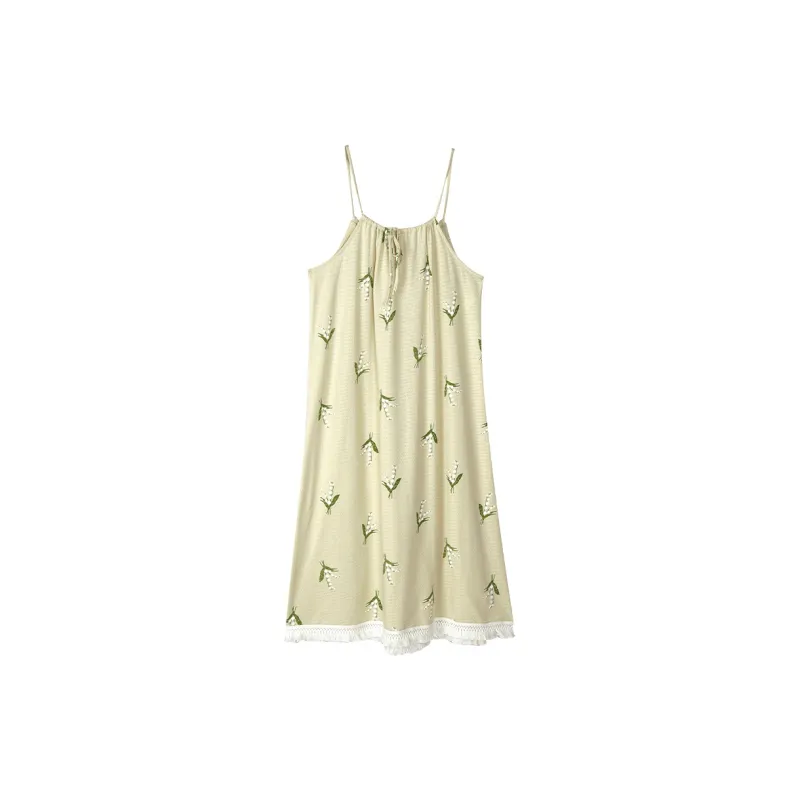 Song Qianya Nightgown Women's Light Yellow Green-0