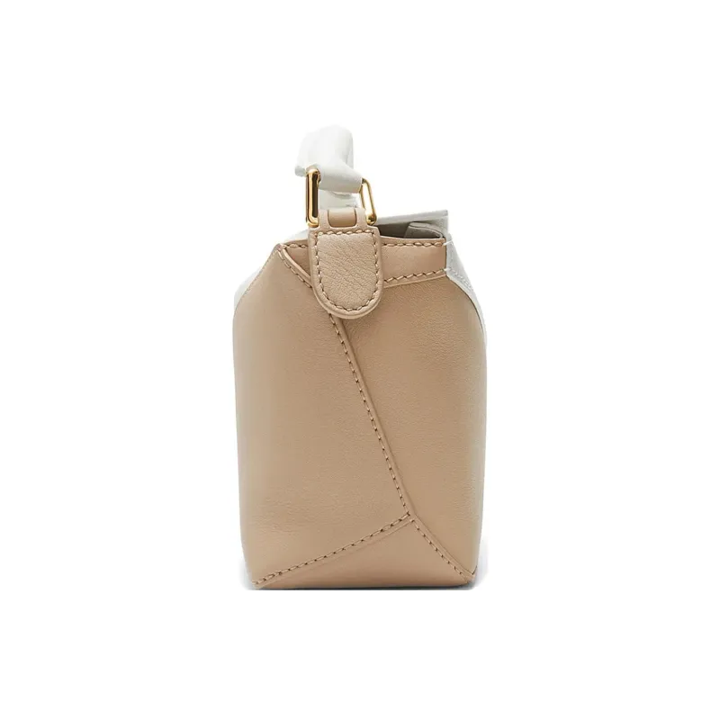 LOEWE Puzzle Cow Leather Crossbody Bag Shoulder Bag Mini Women's Soft White & Beige-3