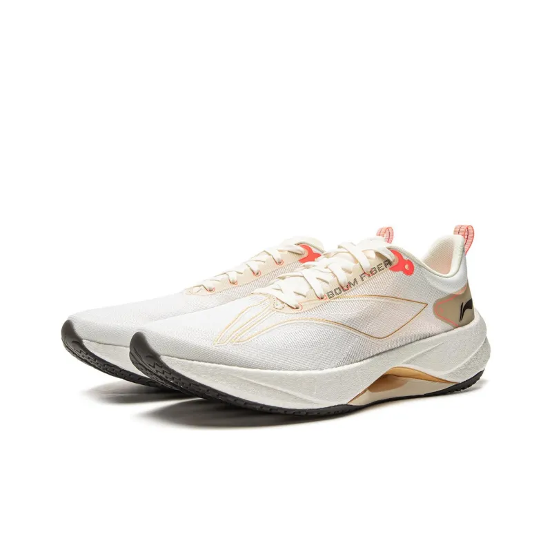 LiNing Super Light 21 Slip Resistant, Abrasion Resistant, Breathable Low Top Running Shoes Men's White Apricot Gold-2