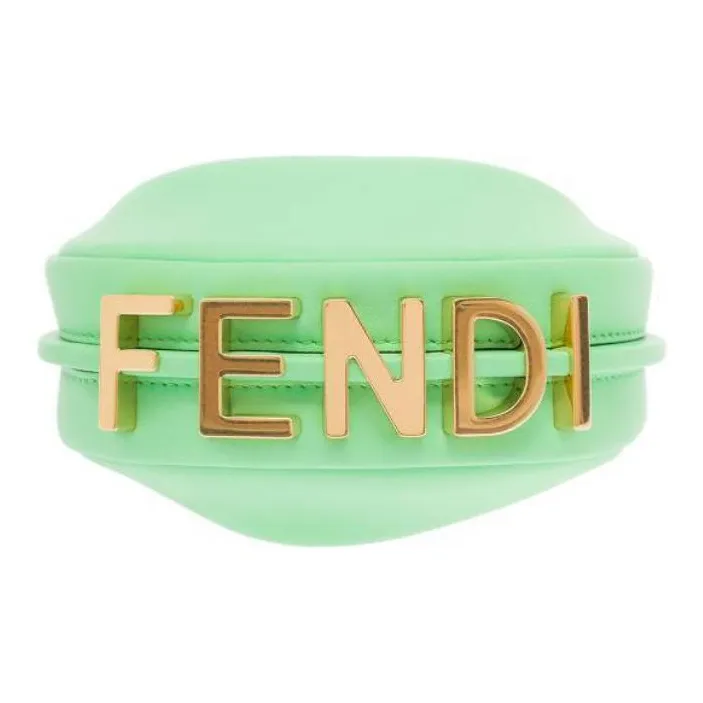 FENDI Fendigraphy Cow Leather Crescent Bag Handbag Wrist Bag Extra Mini Women's Green-2