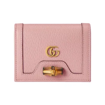 GUCCI Leather Wallets Card Holders Regular Women's Light Pink