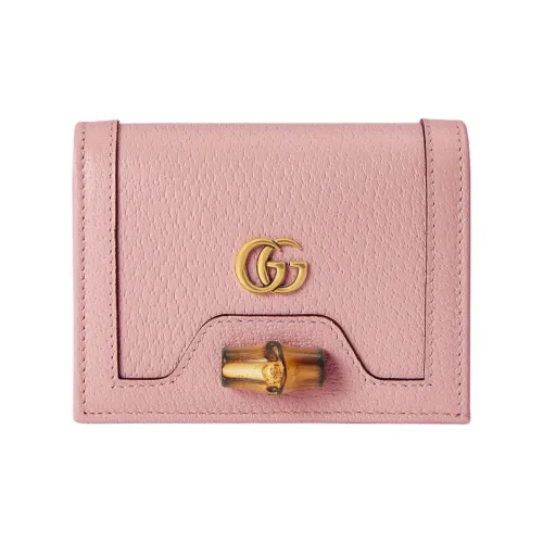 GUCCI Leather Wallets Card Holders Regular Women's Light Pink