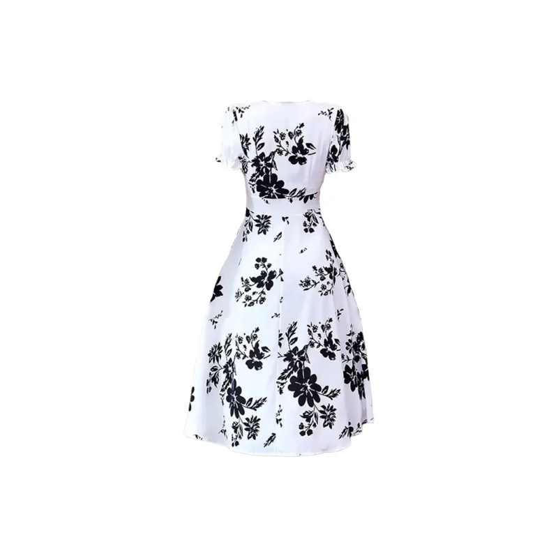 Mapping Short Sleeved Dresses Women's Print-1