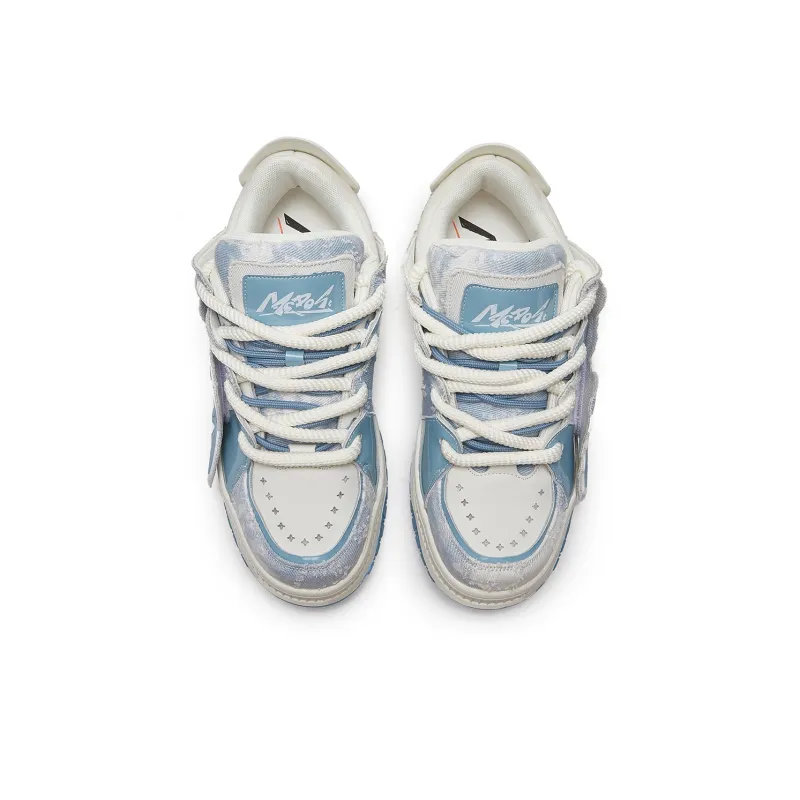MC DOS Anti Slip And Wear Resistant Height Increasing Low Top Skateboard Shoes Unisex Azure-2