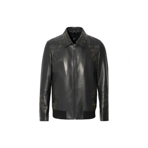 ANDREW MACKENZIE Leather Jackets Men Black