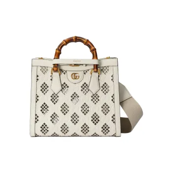 GUCCI Diana Leather Tote Bag Shopping Bag Shoulder Bag Crossbody Bag Handbag Small Size Women's Ecru