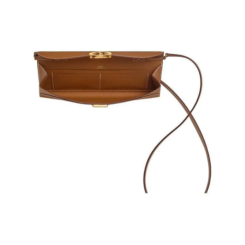 HERMES Chaine D'Ancre To Go Epsom Leather Pig Nose Bag Wallet Women's 37 Gold Gold Brown-2